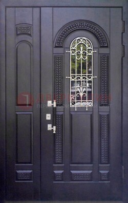 Входная дверь Винорит со стеклом и ковкой с узором ДСК-270 в Перми