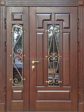 Стальная распашная дверь Винорит стекло и ковка ДСК-274 в Мытищах