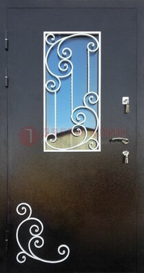 Входная дверь Порошок со стеклом и ковкой ДСК-278 в Мытищах