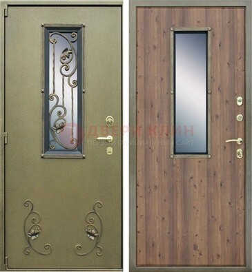 Офисная железная дверь со стеклом и ковкой ДСК-44 в Мытищах