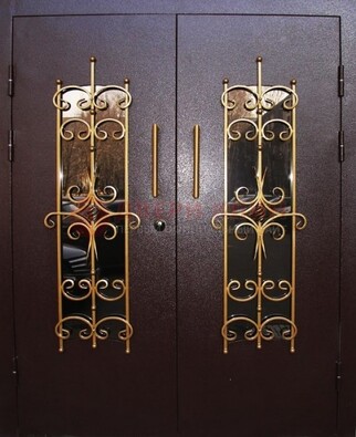 Металлическая дверь с ковкой и остеклением ДСК-49 в Мытищах