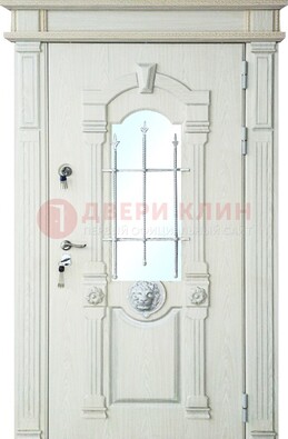 Герметичная входная дверь со стеклом и ковкой с украшением ДСК-64 в Мытищах
