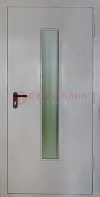 Белая металлическая противопожарная дверь со стеклянной вставкой ДТ-2 в Мытищах