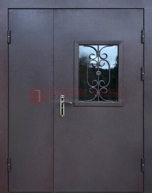 Тамбурная дверь Порошок со стеклом и ковкой ДТМ-48 в Мытищах