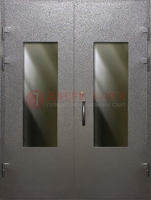 Серая тамбурная дверь со стеклянными вставками ДТМ-8 в Мытищах