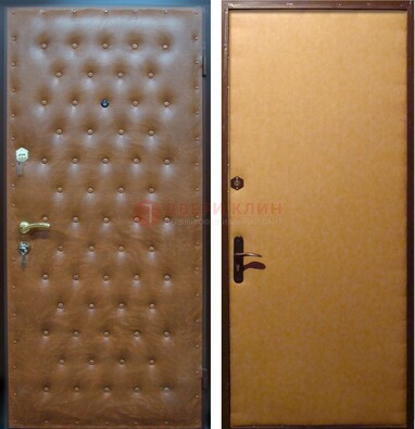 Желтая железная дверь с винилискожей ДВ-2 в Мытищах