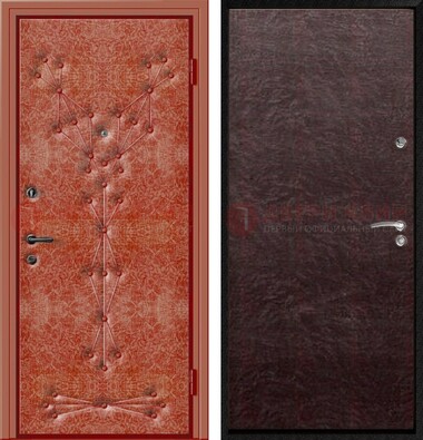 Красная стальная дверь с винилискожей ДВ-33 в Мытищах