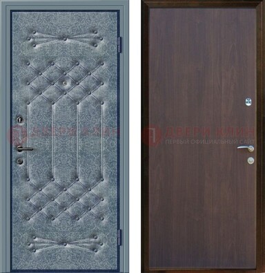 Серая металлическая дверь с винилискожей ДВ-35 в Липецке