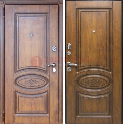 Коричневая металлическая дверь с виноритом ДВТ-10 в Мытищах
