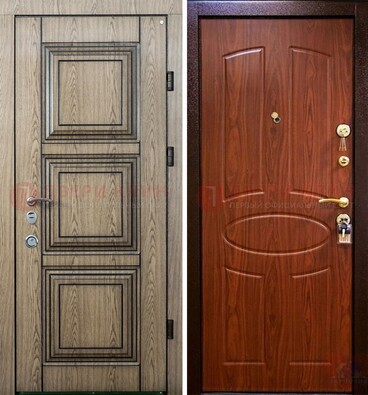 Стальная дверь с виноритом в цвете Итальянский орех и филенчатой МДФ ДВТ-110 в Мытищах