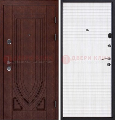 Уличная темная филенчатая дверь с виноритом и МДФ Белый ясень ДВТ-141 в Мытищах