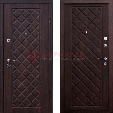 Коричневая металлическая дверь с МДФ с двух сторон ДМ-1555 в Мытищах