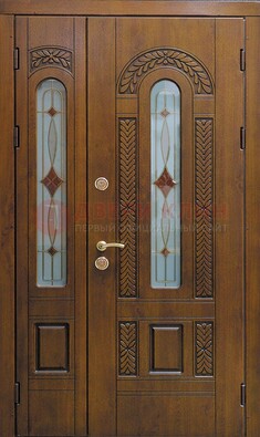 Темная стальная дверь с виноритом и стеклом ДВТ-179 в Видном