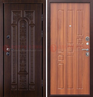 Темная металлическая дверь с виноритом и узором ДВТ-224 в Мытищах