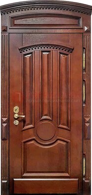 Темная стальная дверь с виноритом и фрамугой ДВТ-238 в Мытищах