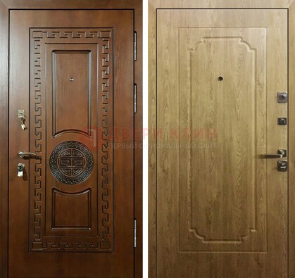Коричневая железная дверь с виноритом ДВТ-44 в Мытищах