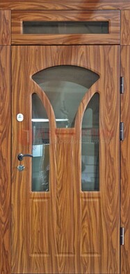 Коричневая классическая входная дверь с виноритом ДВТ-66 в Мытищах