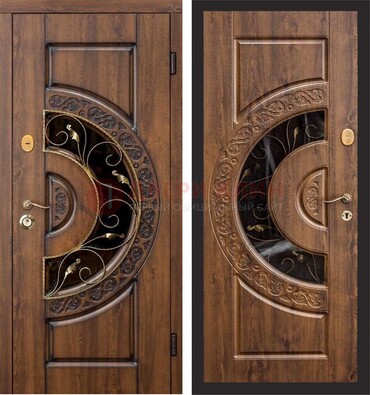 Металлическая дверь с виноритом и панелью Золотой Дуб ДВТ-71 в Мытищах