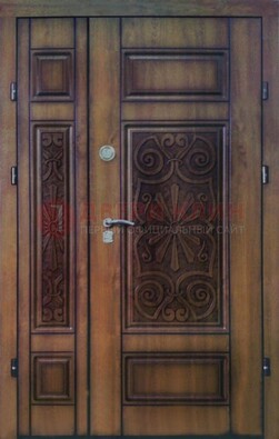Входная железная дверь с виноритом и резьбой ДВТ-96 в Мытищах