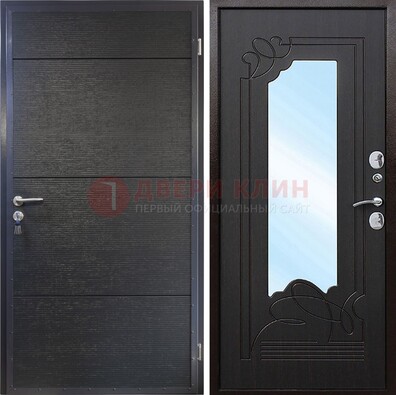 Темная Железная дверь c виноритом и МДФ с зеркалом ДЗ-119 в Мытищах