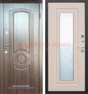Светло-коричневая дверь c виноритом с узором и филенчатой МДФ ДЗ-120 в Волоколамске