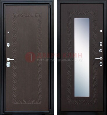 Темная стальная дверь с зеркалом ДЗ-20 в Мытищах