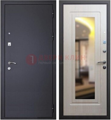 Черная металлическая дверь с зеркалом ДЗ-26 в Мытищах