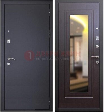 Черная железная дверь с зеркалом ДЗ-30 в Мытищах