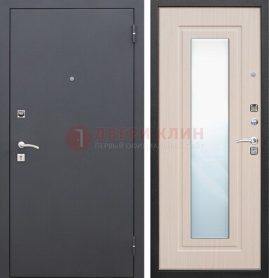 Черная входная дверь с зеркалом МДФ внутри ДЗ-31 в Мытищах