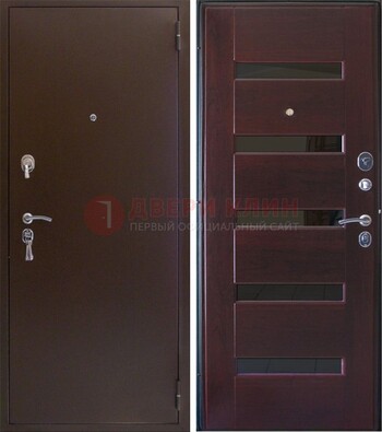 Темная железная дверь с зеркалом ДЗ-42 в Мытищах