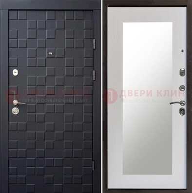 Черная стальная дверь МДФ и зеркалом ДЗ-50 в Мытищах