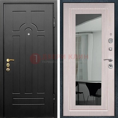 Темная стальная дверь с МДФ Капучино и зеркалом ДЗ-55 в Талдоме