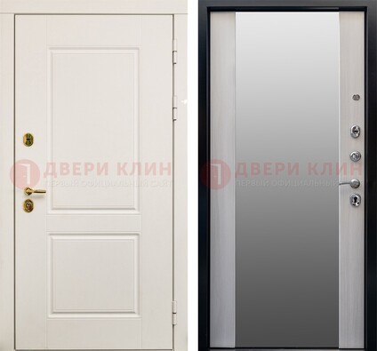 Белая стальная дверь с большим зеркалом ДЗ-73 в Мытищах
