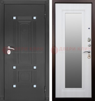 Стальная черная дверь МДФ с зеркалом ДЗ-76 в Мытищах