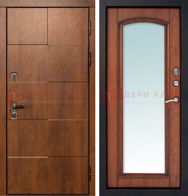 Белая филенчатая дверь с фрезерованной МДФ и зеркалом ДЗ-81 в Мытищах