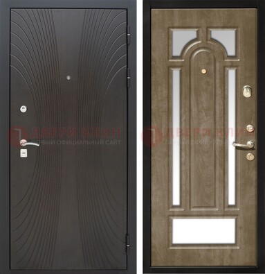 Темная металлическая дверь МДФ с различными зеркальными вставками внутри ДЗ-82 в Мытищах