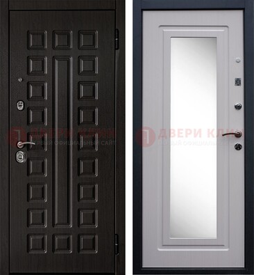 Черная филенчатая металлическая дверь МДФ с зеркалом ДЗ-83 в Мытищах