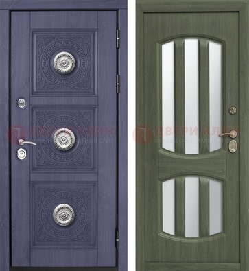 Стальная дверь с узором на МДФ и зеркальными вставками ДЗ-87 в Мытищах