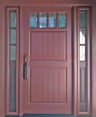 Входная дверь с массивом с фрамугами и витражом ВЖ-19 в Мытищах